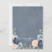 Stoffige Blau Perzik Blush Geometrische Bloemige T Kaart (Achterkant)