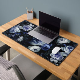 Stoffige Blau Roos Melancholische Donkere Bloemrij Bureaumat
