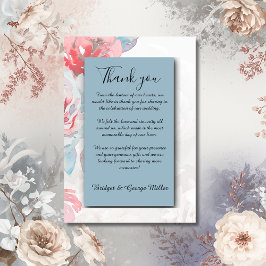 stoffige blauw chique Floral waterverf roos bruilo Bedankkaart
