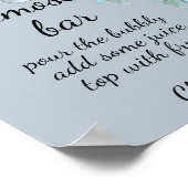 Stoffige blauw-grijze bloemige Mimosa-bar Poster (Hoek)