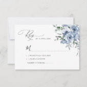 stoffige blauw waterverf bloemen bruiloft RSVP kaa Bedankkaart (Voorkant)