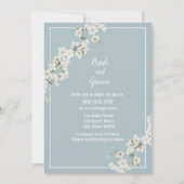 Stoffige blauw-witte bloemenuitnodiging kaart (Voorkant)