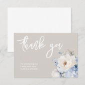 Stoffige blauw-witte bloemige baby showers kaart (Voorkant / Achterkant)