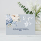 Stoffige blauw-witte bloemige baby showers kaart (Staand voorkant)