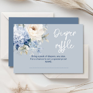 Stoffige blauw-witte bloemige baby showers kaart