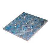 Stoffige Blauwe Abstracte Keramische Tegel Tegeltje (Zijkant)