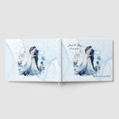 Stoffige blauwe alcohol inkt bruid & bruidegom bru gastenboek (Volledig)