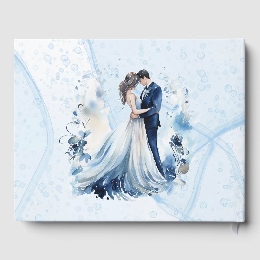 Stoffige blauwe alcohol inkt bruid & bruidegom bru gastenboek (Achterkant)