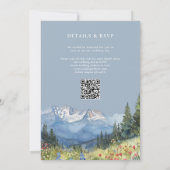 Stoffige Blauwe Aquarel Berg QR Code Trouwen Kaart (Achterkant)