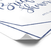 Stoffige Blauwe Aquarel Bloemachtige Bruiloft Welk Poster (Hoek)