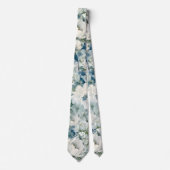 Stoffige Blauwe Aquarel Bloemen Trouw Das (Voorkant)