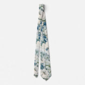 Stoffige Blauwe Aquarel Bloemen Trouw Das (Achterkant)