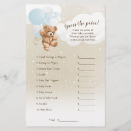 Stoffige Blauwe Ballon Teddybeer Raad de Prijs Spe Flyer
