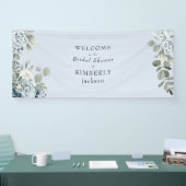 Stoffige Blauwe Bloem Bruidsbruiloft Welkom  Spandoek (Beurs)