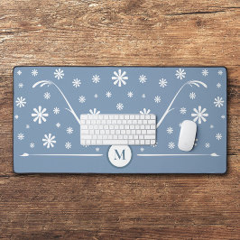 Stoffige Blauwe Bloem Macht Monogram Bureaumat