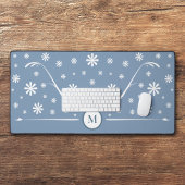 Stoffige Blauwe Bloem Macht Monogram Bureaumat