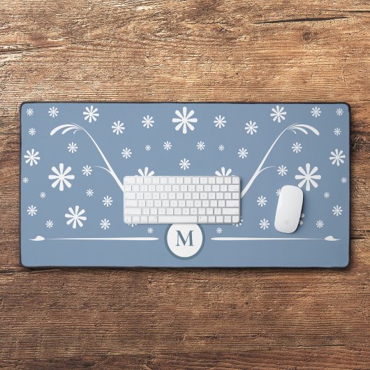 Stoffige Blauwe Bloem Macht Monogram Bureaumat