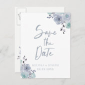 stoffige blauwe bloem met uitzondering van de datu aankondigingskaart (Voorkant / Achterkant)