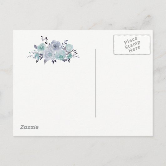 stoffige blauwe bloem met uitzondering van de datu aankondigingskaart (Achterkant)