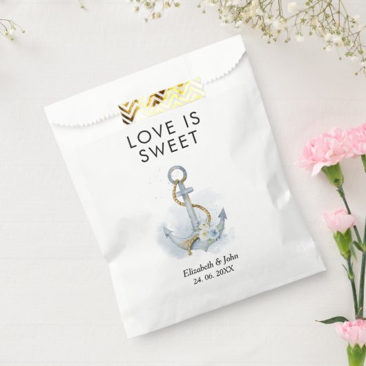 Stoffige Blauwe Bloemen Anker Bruiloft Favor Tasse Bedankzakje (Gezegeld)