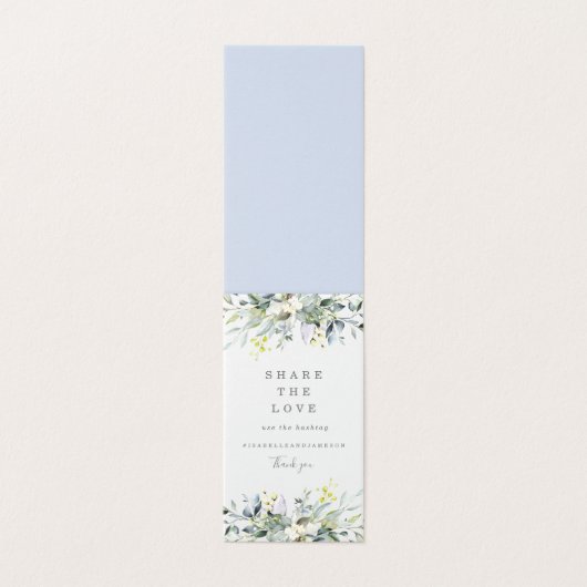 Stoffige blauwe bloemen delen het liefdesbord kaart (Buitenkant ongevouwen)