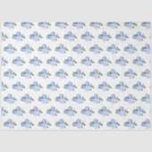 Stoffige blauwe bloemen en groen patroon tissuepapier (Voorkant)