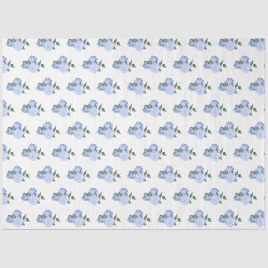 Stoffige blauwe bloemen en groen patroon tissuepapier (Voorkant)