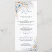 Stoffige blauwe bloemen en pampa's gras bruiloft d menu (Voorkant)
