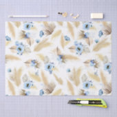 Stoffige blauwe bloemen en pampas gras exotisch tissuepapier (Craft)