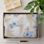 Stoffige blauwe bloemen en pampas gras exotisch tissuepapier (Geschenk)