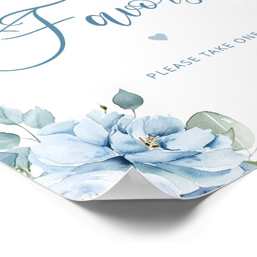 Stoffige blauwe bloemen gunsten neem een bruids poster (Hoek)