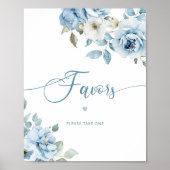 Stoffige blauwe bloemen gunsten neem een bruids poster (Voorkant)