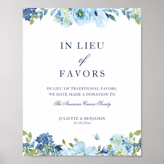 Stoffige Blauwe Bloemen In plaats van Favorieten T Poster (Voorkant)