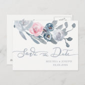 stoffige blauwe bloemen met uitzondering van de da aankondigingskaart (Voorkant / Achterkant)