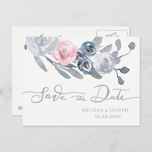 stoffige blauwe bloemen met uitzondering van de da aankondigingskaart (Voorkant / Achterkant)