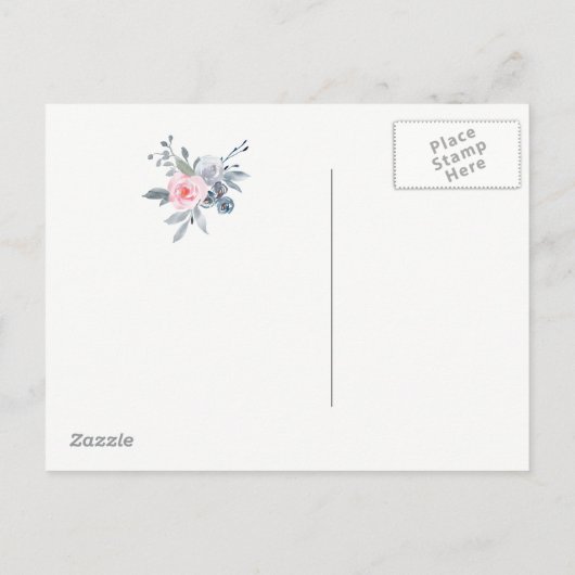 stoffige blauwe bloemen met uitzondering van de da aankondigingskaart (Achterkant)