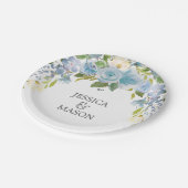 Stoffige Blauwe Bloemen Papieren Bord (Gekanteld)