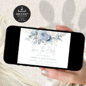 Stoffige Blauwe Bloemen QR Code Blauw Schrijven Tr Save The Date