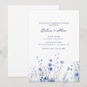 Stoffige blauwe bloemen | repetitiediner kaart (Voorkant / Achterkant)