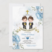 Stoffige blauwe bloemen Spaanse tweeling Primera C Kaart (Voorkant)