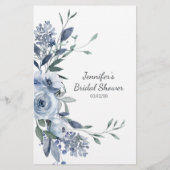 Stoffige Blauwe Bloemen Spel Zegt de Bruidegom Flyer (Achterkant)