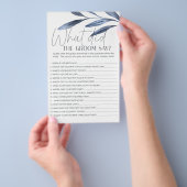 Stoffige Blauwe Bloemen Spel Zegt de Bruidegom Flyer (Hand)