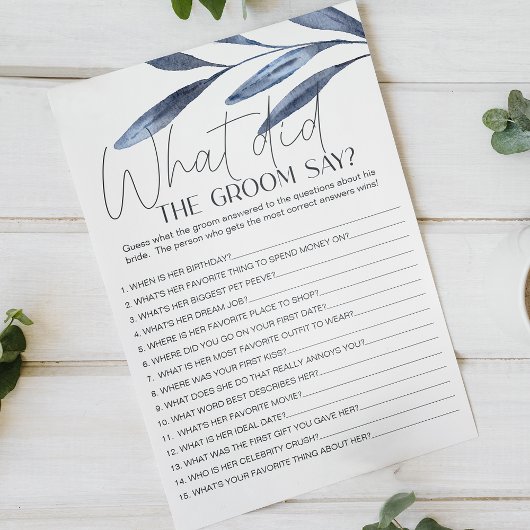 Stoffige Blauwe Bloemen Spel Zegt de Bruidegom Flyer