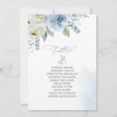 Stoffige Blauwe Bloemen Tafel Nummer 2 Zitplaatsen Kaart (Achterkant)
