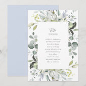 Stoffige Blauwe Bloemen Tafelnummer met Zitplaatse (Voorkant / Achterkant)