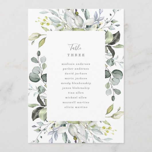 Stoffige Blauwe Bloemen Tafelnummer met Zitplaatse (Voorkant)