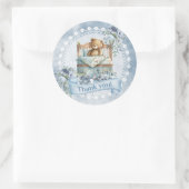  stoffige blauwe bloemen teddy beer baby ronde sticker (Tas)