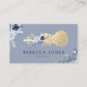 stoffige blauwe bloemen violet visitekaartje (Voorkant)