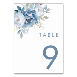 Stoffige Blauwe Bloemen Winter Bruiloft Kaart