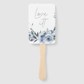 Stoffige blauwe bloemen zeggen ja tegen de jurk handwaaier (Voorkant)